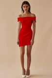 Simple Sheath Off the Shoulder Satin Short White Graduation Dress