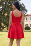 Square Neck Black Floral A Line Homecoming Dress