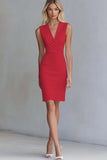 Ivory V Neck Bodycon Work Dress