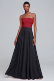 Strapless A Line Pink Ruched Maxi Formal Dress