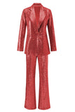 Sparkly Silver Notched Lapel 2-Piece Women Prom Suits