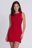 Satin Sleeveless Ruched Bodycon Mini White Dress
