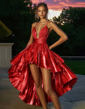Metallic Gold High Low A Line Homecoming Dress