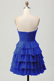 Yellow A Line Tiered Strapless Homecoming Dress with Bow