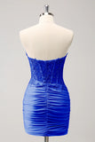 Fuchsia Sweetheart Corset Tight Homecoming Dress with Beading