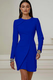 Pencil Pleated Ivory Work Dress With Long Sleeves
