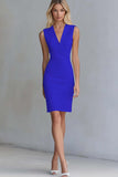 Ivory V Neck Bodycon Work Dress