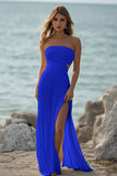 White Ruched Cut Out Engagement Dress With Slit