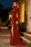 Navy Velvet Cut Out High Neck Maxi Holiday Party Dress With Slit