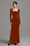 Sheath Black Long Sleeve Formal Dress With Slit
