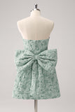 Light Yellow Strapless Floral A Line Homecoming Dress With Bow