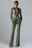Dark Green Peaked Lapel 2 Piece Classic Women Suits