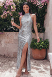 Sparkly Halter Gold Wedding Guest Dress