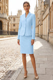 Light Yellow Notched Lapel 2 Piece Short Work Dress