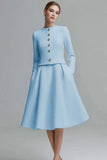 Ivory 2-Piece A-Line Long Sleeve Work Dress