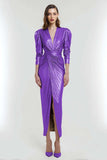 Sheath V-Neck Ruched Light Gold Formal Dress With Slit