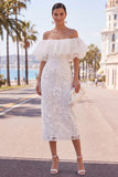 Yellow Bodycon Off the Shoulder Floral Ruffled Wedding Guest Dress