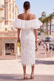 Yellow Bodycon Off the Shoulder Floral Ruffled Wedding Guest Dress