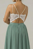 Chiffon Plus Size Eucalyptus A Line Cut Out Bridesmaid Dress