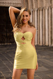 Bodycon Fuchsia Sweetheart Cut Out Beaded Homecoming Dress