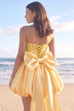 Strapless Corset Beaded A Line Mini White Dress with Rhinestones