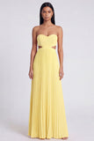 Strapless ColorBlock Pleated Pink and Orange A Line Formal Dress